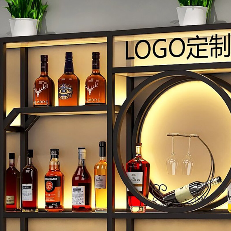 Wall Mounted Liquor Wine Cabinet Holder, Cocktail Industrial Barra De Vino Móveis, bar comercial exclusivo