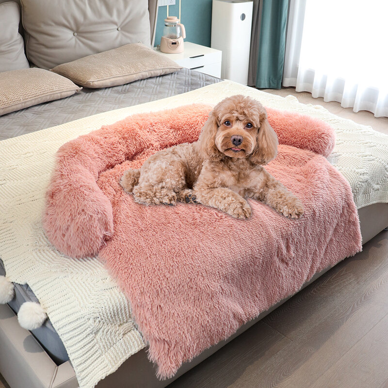 بطانية كبيرة مستديرة مريحة من القطيفة بيت الكلب مزدوج الاستخدام بيت الكلب الأليف سرير أريكة مستلزمات الحيوانات الأليفة سرير دافئ ناعم قابل للغسل
