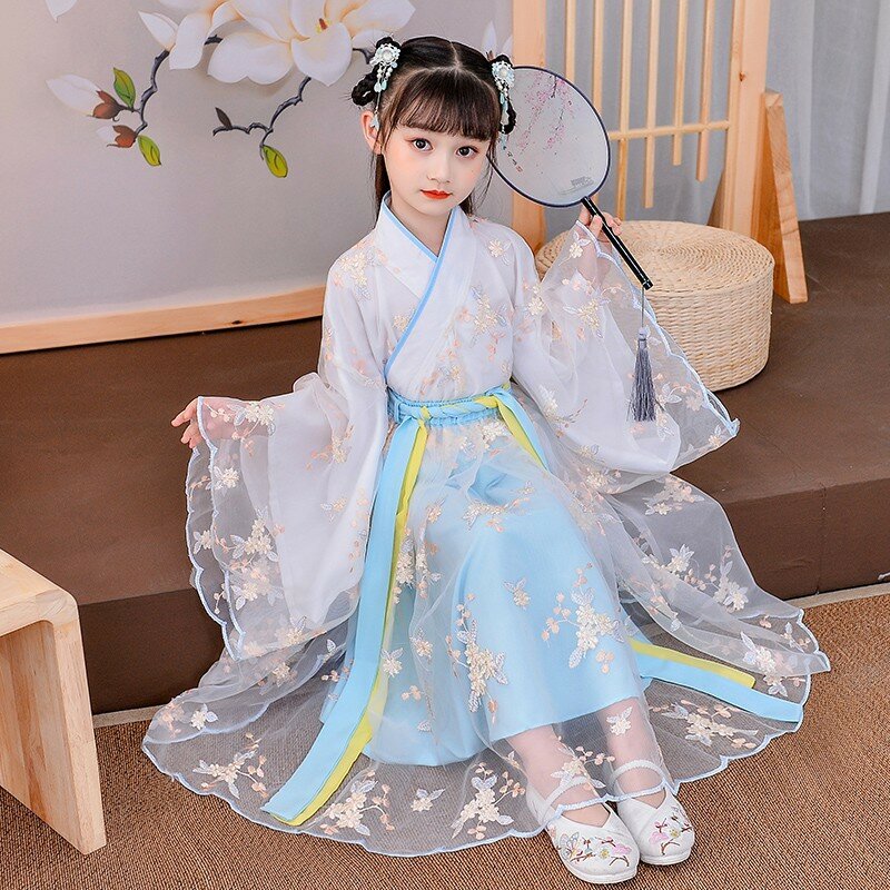 Hanfu-Costume Tang de style chinois pour enfants, costume de prairie, jupe Ru super importante, robe de princesse pour petite fille, nouveau style
