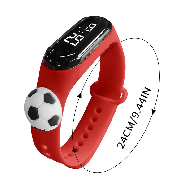 Montre-bracelet électronique pour enfants, décoration de football, dessin animé, adapté aux étudiants, extérieur, affichage de l'heure