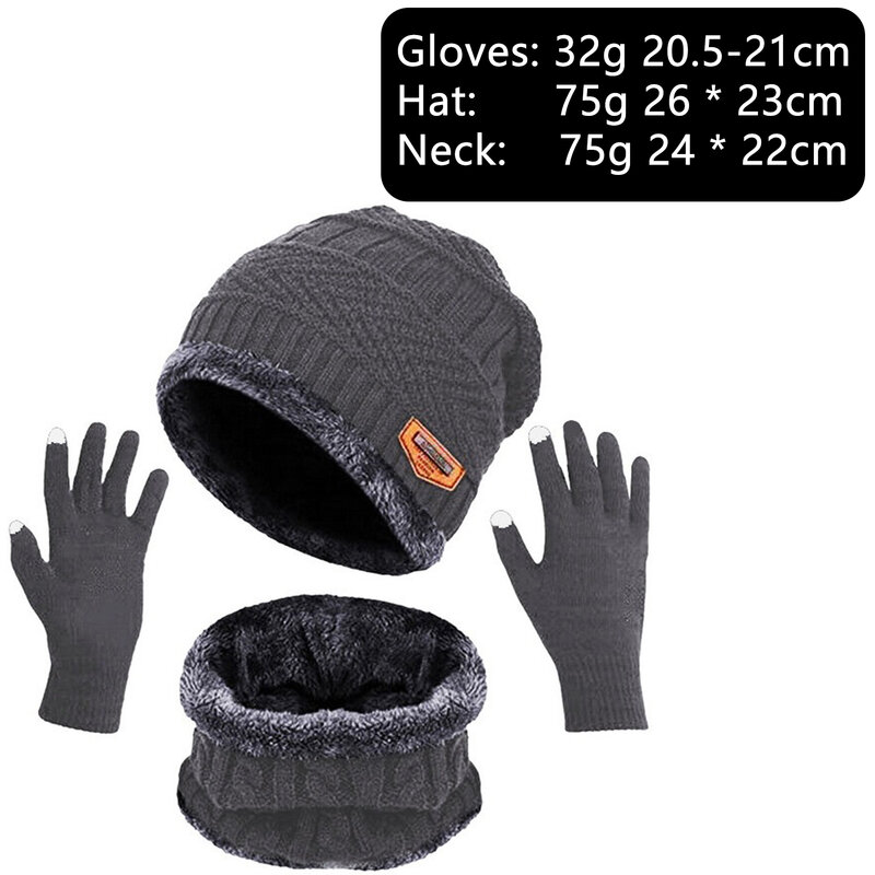 Gorro de invierno con pantalla táctil, bufanda, guantes de punto holgados, calentador de cuello, guantes de mensajes táctiles para nieve y frío