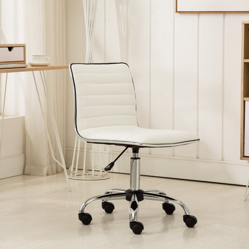 Kursi kantor putih Fremo Chromel dapat diatur, desain ergonomis Modern dan nyaman untuk rumah dan kantor