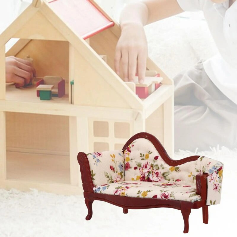 Sofá de casa de muñecas a escala 1:12, silla de simulación para casa de muñecas, decoración al aire libre