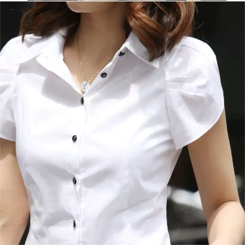 JFUNCY женская рубашка 2024 летний женский топ женские черные белые рубашки Офисная Женская Блузка офисная одежда для женщин Женская спецодежда с коротким рукавом