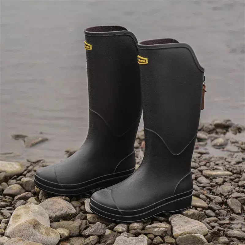 แฟชั่นสำหรับผู้หญิงรองเท้ากันฝนแบบสวมสำหรับผู้หญิง, รองเท้าบูทหน้าฝนสูงระดับเข่ากันน้ำรองเท้าลุยน้ำกลางแจ้ง