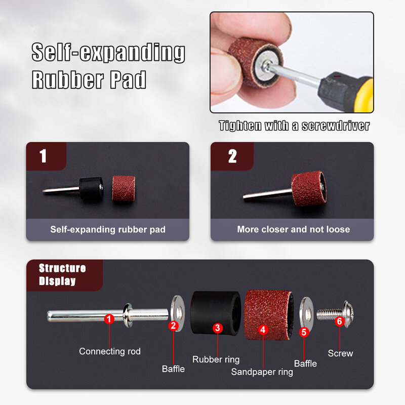 Lixar Bateria Bandas Kit para Dremel Drill Nail, Acessórios para Carpintaria, Ferramenta Rotativa, 98pcs