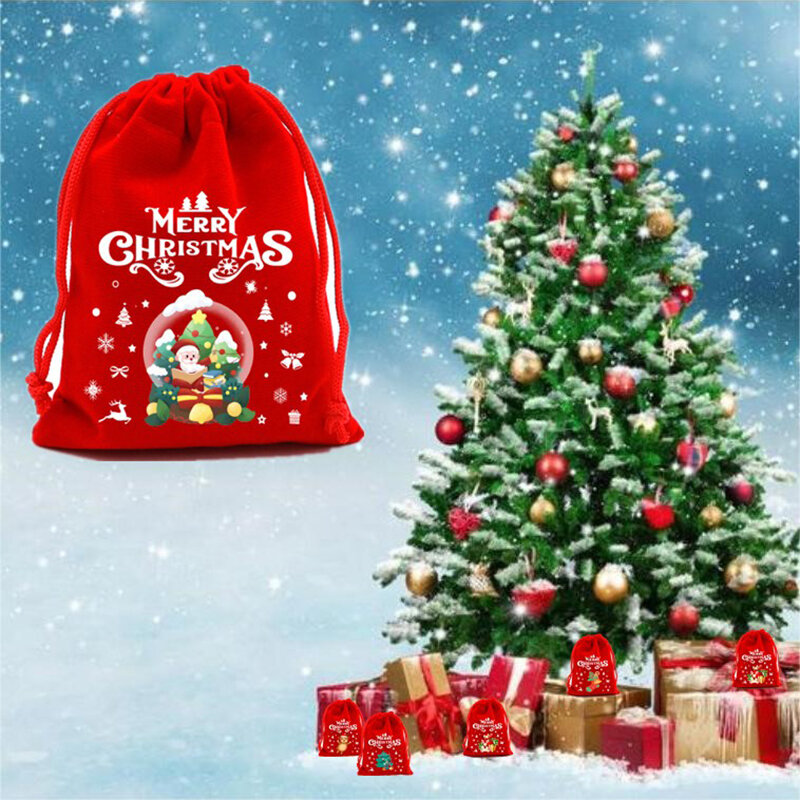 1 pz decorazioni natalizie vigilia di natale sacchetti regalo in tessuto Non tessuto sacchetti di mele tenuti in mano da vecchio caramelle piccoli sacchetti di imballaggio regalo