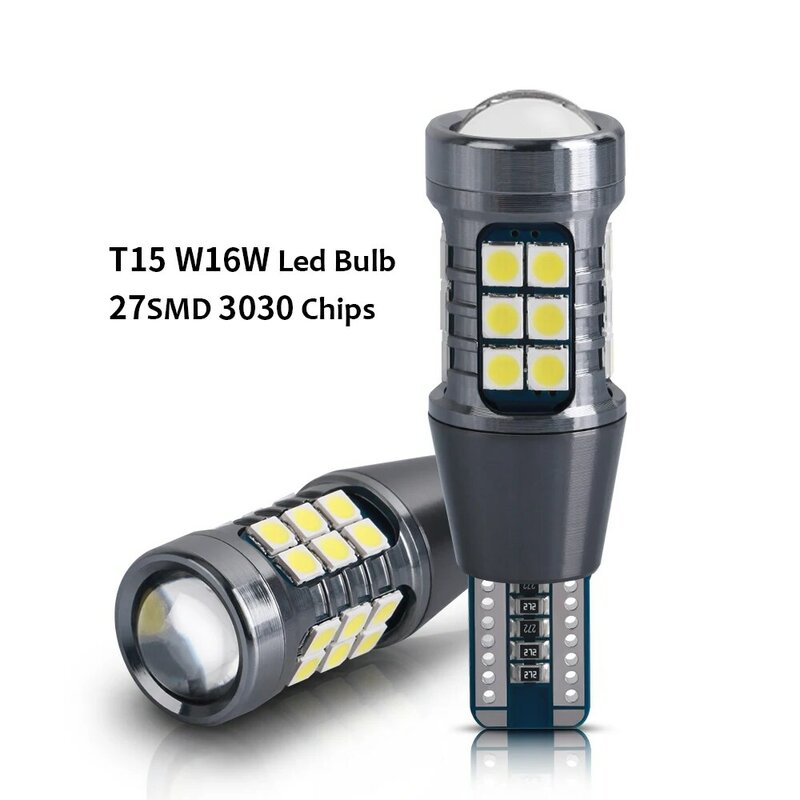 Bombillas LED T15 W16W WY16W 3030 27SMD Canbus sin Error, luz de reserva de marcha atrás, lámpara de freno trasera automática, superbrillante, 1620LM, blanco, 12V