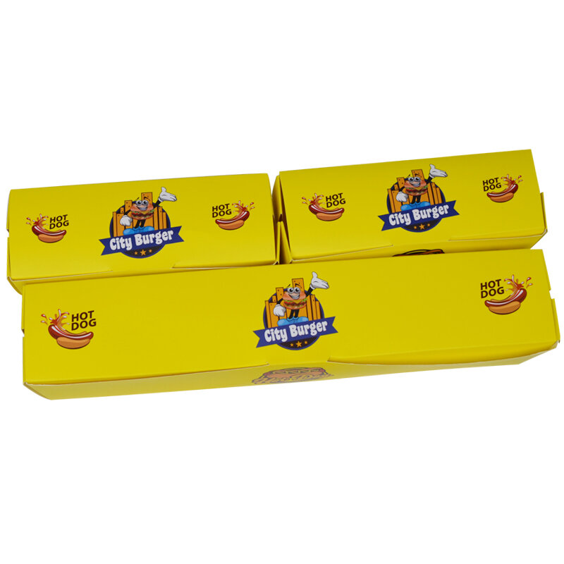 Kunden spezifisches Produkt umwelt freundliche benutzer definierte Logo gedruckte Kunst papier box Hot Dog Box