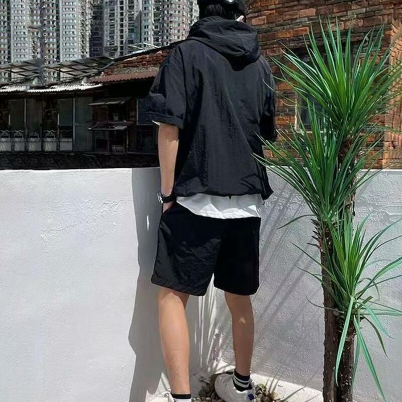 Summer Cargo Men Set Men's Casual Hooded Solid Short Sleeve T-shirt Shorts Loose Fashion High Quality Handsome Sweatshirt Suit