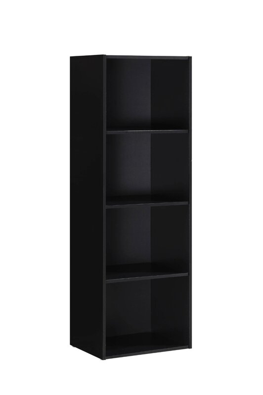 Estantería de madera de 4 estantes, color negro