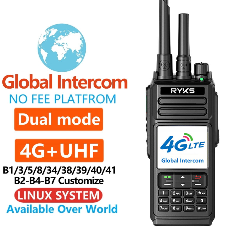 グローバルインターホン双方向ラジオ、SIMカードトランシーバー、長距離、手数料なし、インターホンプラットフォーム、4g、uhf、インターネット、5000km
