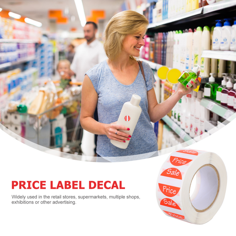 Etiquetas de preço redondo para supermercado, decalque, papel varejo, decalques promocionais, venda fita