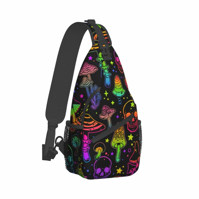 Психоделическая Сумка-слинг через плечо с грибами, маленькая нагрудная сумка, рюкзак через плечо с черепами, рюкзак для пешего туризма, путешествий, велоспорта, сумка для книг