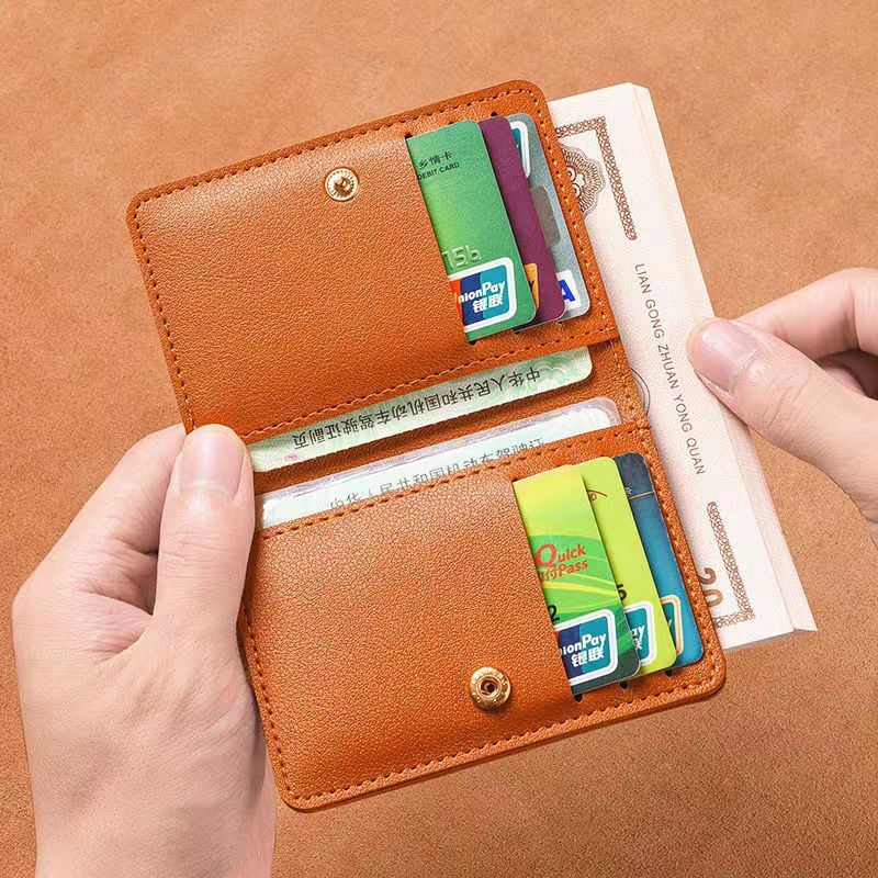 ISKYBOB Women Slim Wallet with Card Holder Fold Buckle Small Wallet Portable Bank Card Driver's License Ultra Light Bag 2023 New