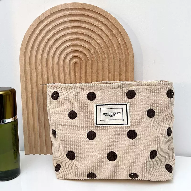Large Corduroy Vintage Cosmetic Bag Women Zipper Makeup Bags Travel Toiletries Organizer Case Beauty Wash Make Up Storage Bag