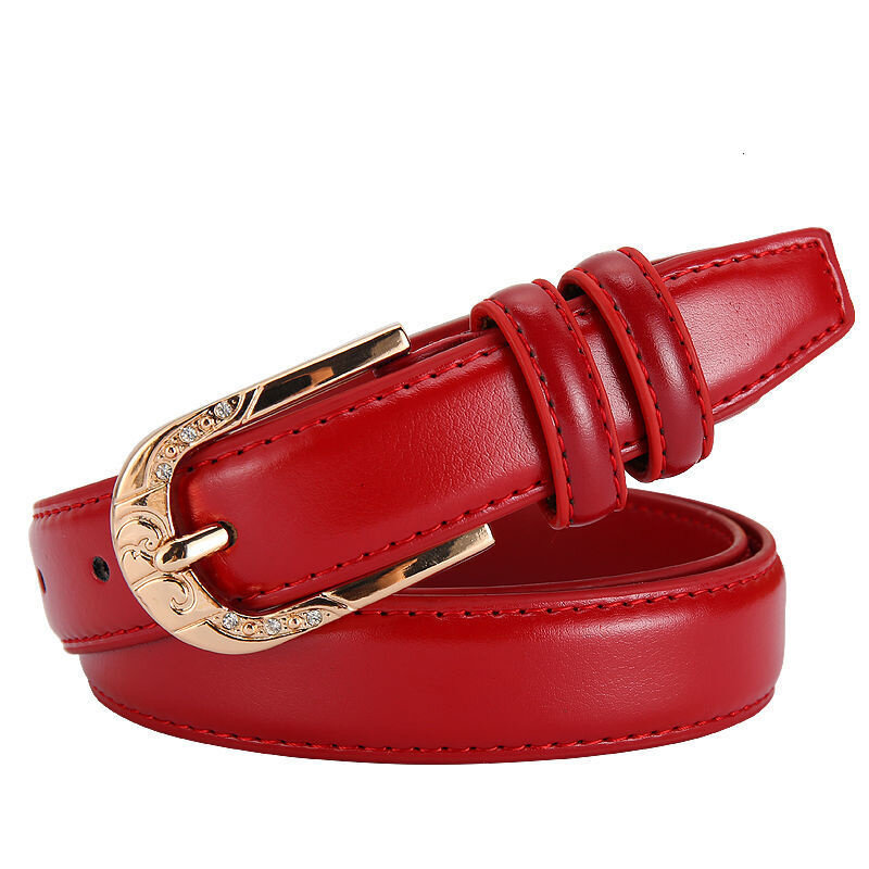 Cinturón de cuero con hebilla de Metal para mujer, Correa fina informal, Color caramelo, accesorios de ropa, novedad de 2019