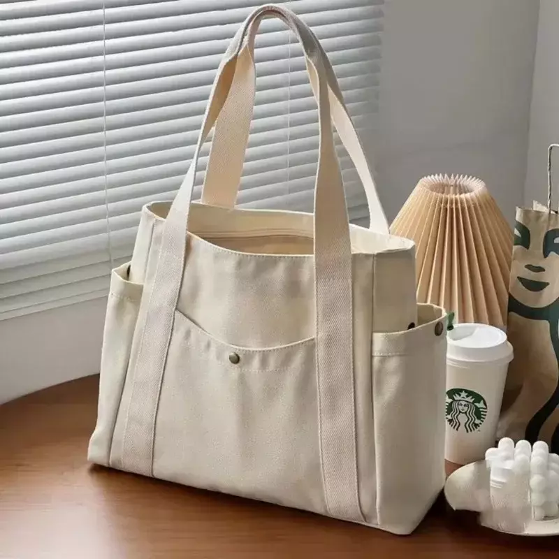 MJ03   Large Capacity Tote Bag Commuting Canvas Shoulder  Fashionable and Convenient Handbag for Women Purses
