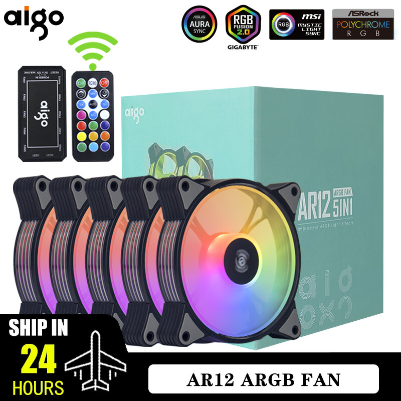 Aigo AR12 120 мм PC Gamer компьютерный чехол вентилятор RGB 12 в радиатор аура синхронизация кулер Argb бесшумный контроллер комплект Вентилятор охлаждения