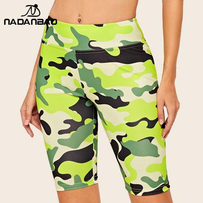 Nadanbao-pantalones cortos de gimnasio para mujer, Shorts elásticos ajustados de cintura alta, Color sólido, para hacer ejercicio, 2024