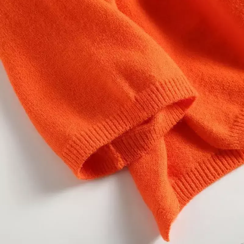 Женский джокер с расклешенными рукавами, длинный вязаный свитер с разрезом в стиле ретро, пуловер с круглым вырезом и длинным рукавом, шикарный топ, новинка 2023