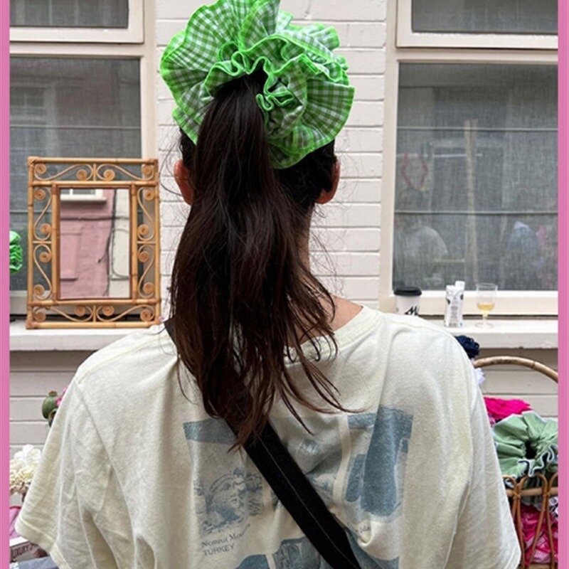 女性のための誇張された色付きの市松模様のパンツ,ヘアバンド,ヘッドドレス,大きい,4層,手作り,特大,春,夏,2021