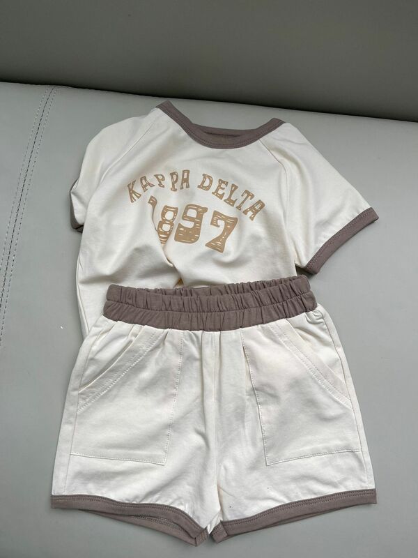 Новинка лета 2024, комплект детской одежды с коротким рукавом, повседневные шорты с цифровым принтом для маленьких мальчиков и девочек, дышащий костюм для малышей