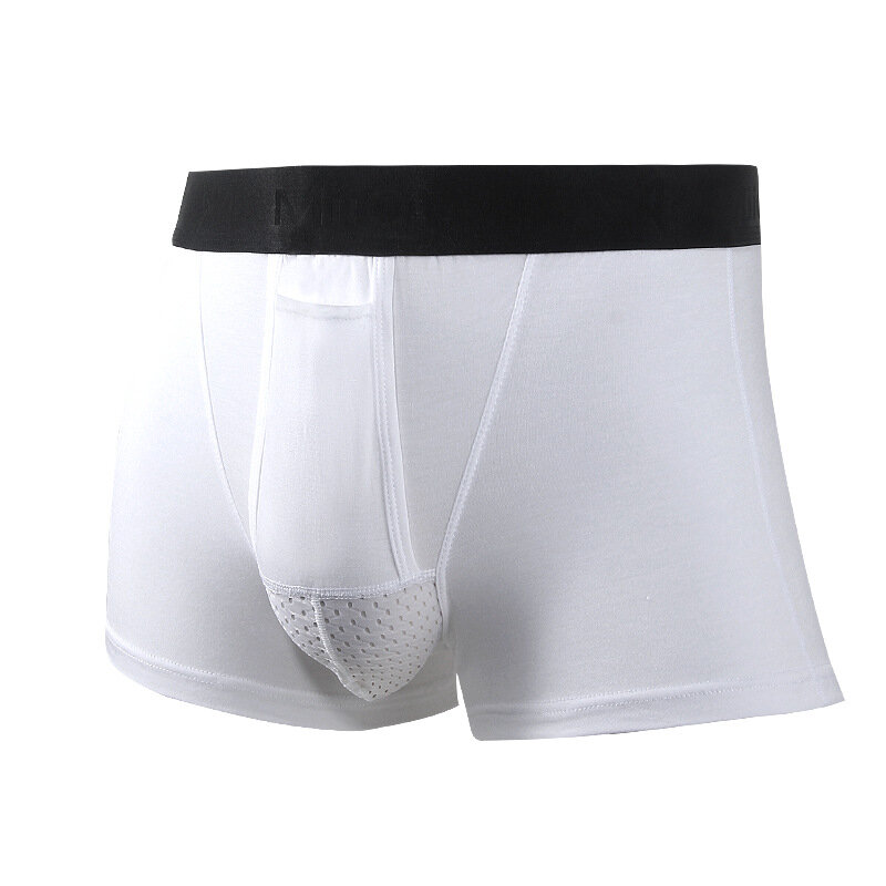 Man Sexy Boxers with Penis Pouch for Redundant Prepuce Foreskin Circumstance Open Hole Briefs Underwear Divide Crotch Boxers New