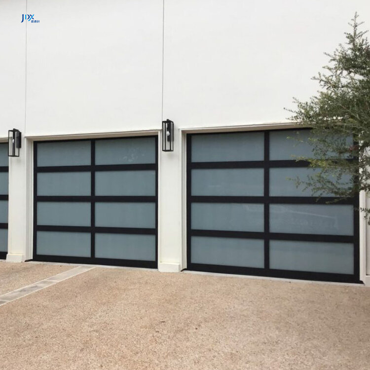 Pintu garasi kaca terisolasi bening putih coklat Anodized bingkai aluminium pintu garasi untuk rumah dengan melewati terlaris