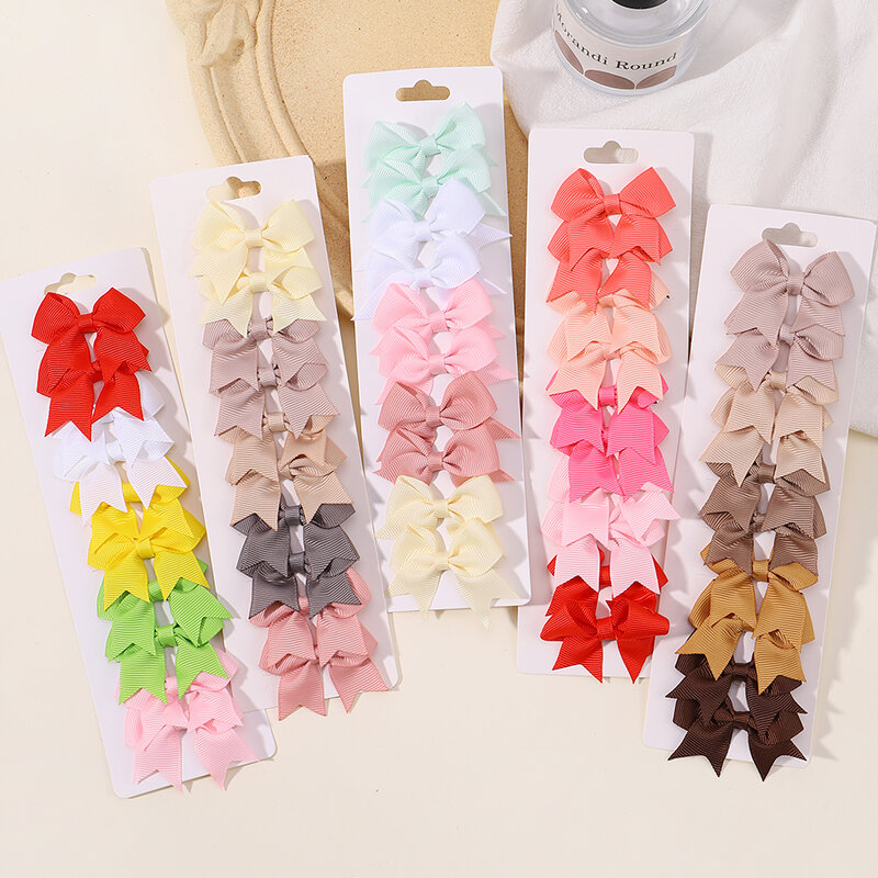 10Pcs/lot Solid Color Ribbon Baby Bows Hair Clips for Baby Girls Handmade Bowknot Hairpin MiNi Barrettes Kids Hair Accessories