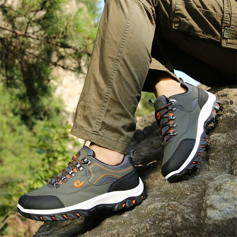 Men Hiking Shoes Outdoor Anti Slip Rubber Sole Mountain Sneakers Wear Resistant Boots Climbing Fashion Size Smaller Than Normal
