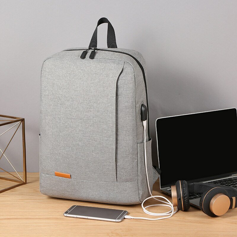 1 zestaw 15,6-calowy męski biznesowy prosty plecak komputerowy do ładowania USB Lekka torba szkolna dojeżdżająca do pracy