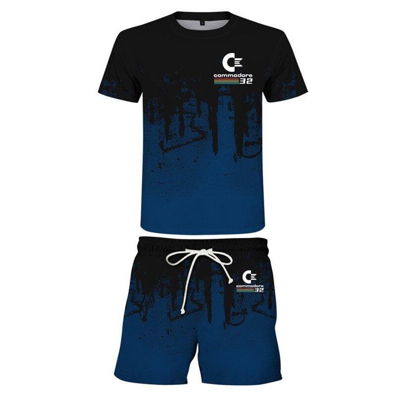 Explosive 2024 New Men's Inkjet T-Shirt Casual Sports Suit Shorts + Short Sleeve T-Shirt Men's Trend Suit 3D