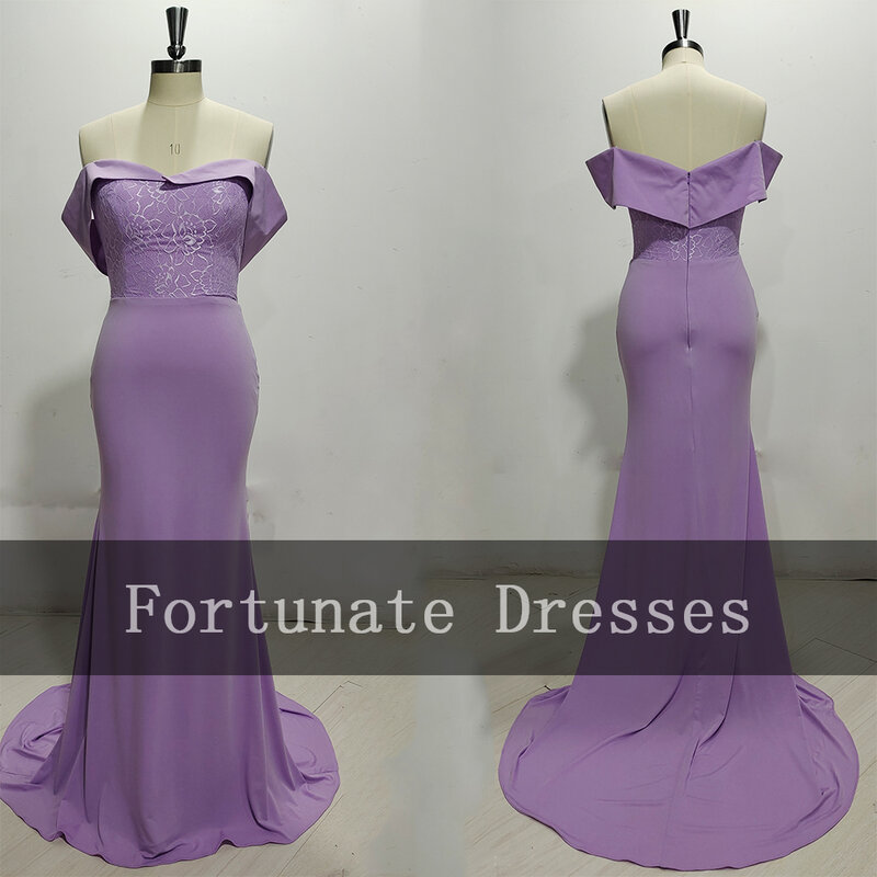 Szczęśliwe suknie dla druhen o kroju syreny dla kobiet 2024 z odkrytymi ramionami błyszczące koronkowe aplikacje długa suknia balowa na przyjęcie weselne
