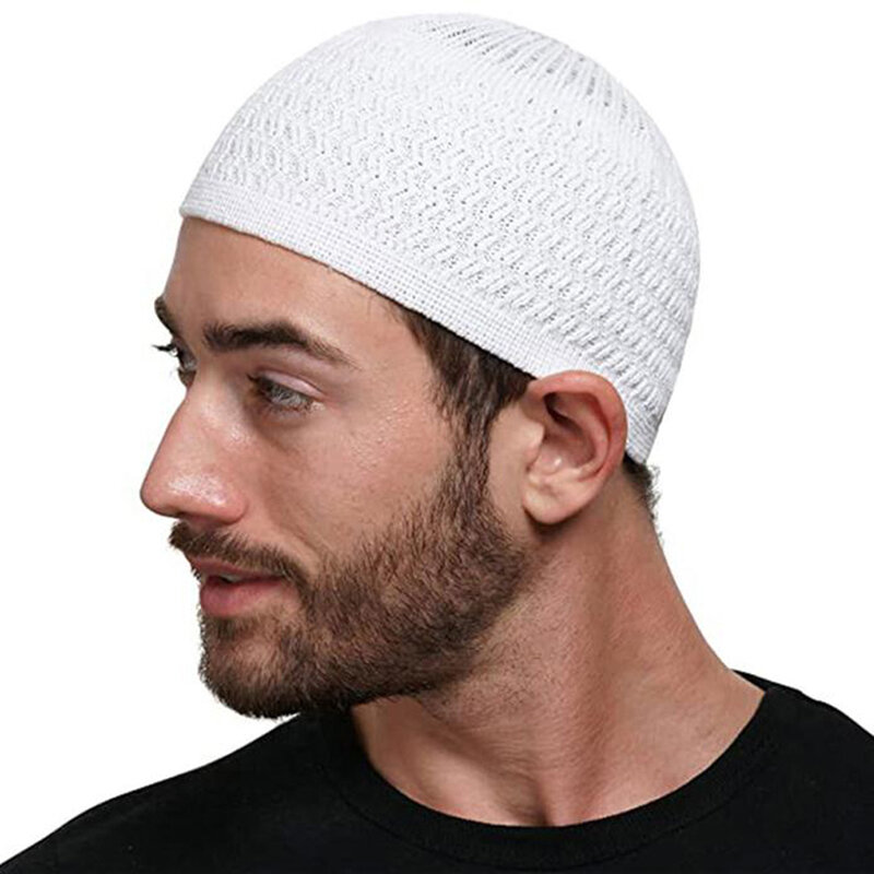 Topi doa rajut pria Muslim, topi beanie hangat musim dingin Islami Ramadan