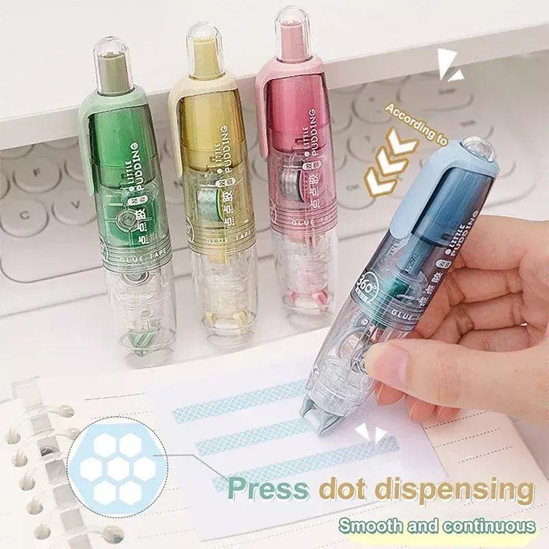 Cute Dots Glue Tape Double-Sided Adhesive Roller Pushable&Refillable for Kids Girls DIY Photo Album School Stationery Supplies
