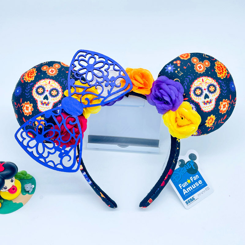 Diadema con orejas de Mickey de Disney, accesorios para el cabello de fiesta de Shanghai Disneyland, diadema de cuero de Minnie, Diadema con lazo de lentejuelas, 2024 Original