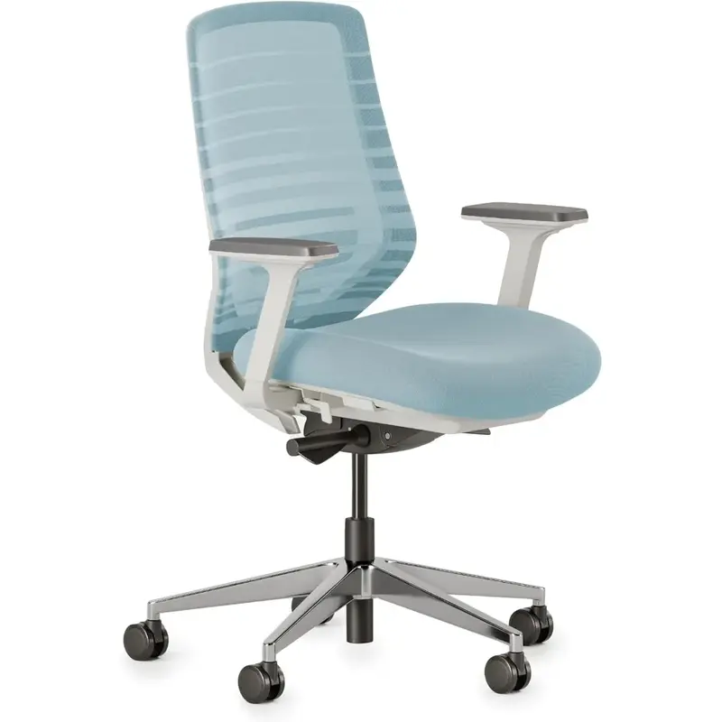 Kursi kantor multifungsi, kursi kantor dengan penyangga pinggang dapat diatur, sandaran jaring antilembap, dan roda halus