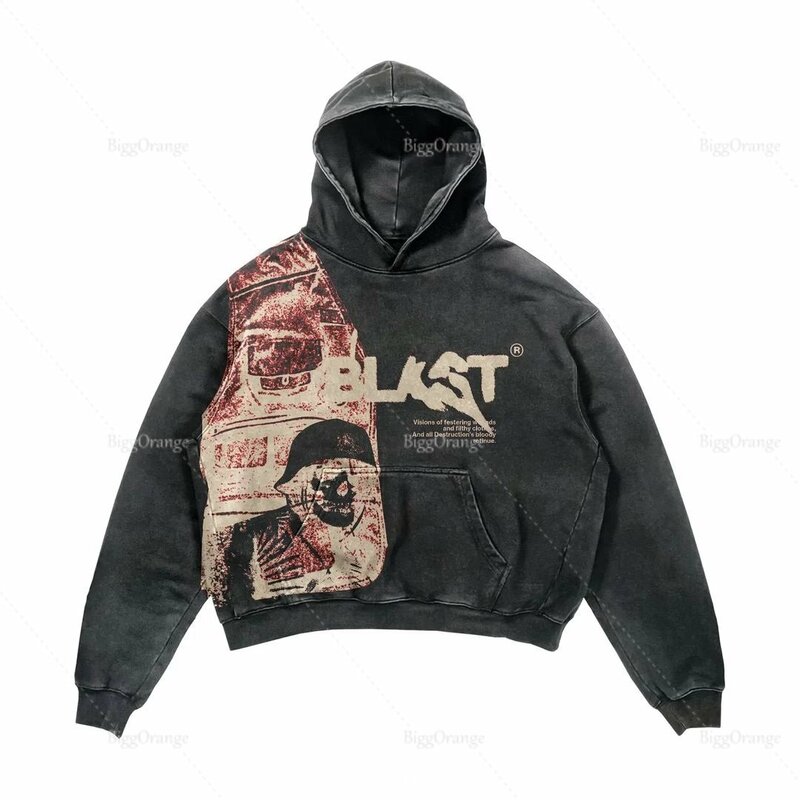 Hoodie casual gótico masculino, casacos retrô Y2K, estampa de explosão do alfabeto, caveira, roupas Harajuku, moda streetwear, 2022