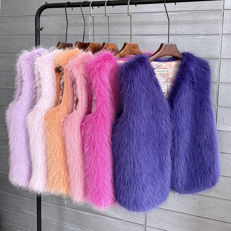 Autumn/Winter Eco friendly Tuscany Fur Vest with Artificial Fur and Fox Fur Warm Vest for Women's Coat