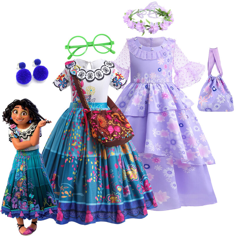 Princess Encanto Dolores Pepa Cosplay Costume Isabela Dress Up Kids Outfits Helloween Carnival Mirabel Girls Clothes Vestidos