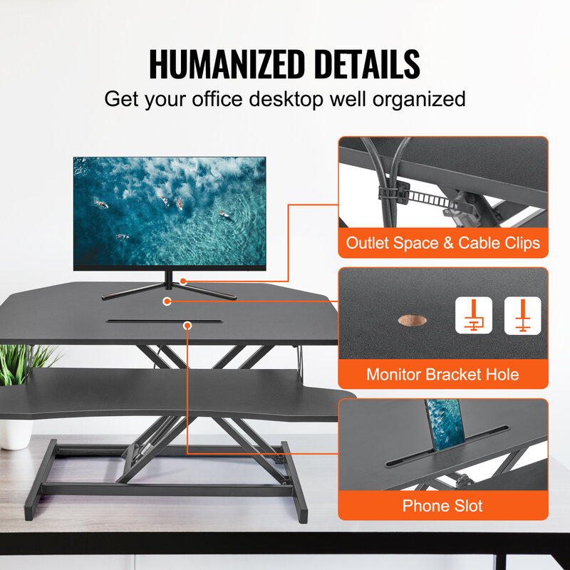 Dwuwarstwowy konwerter stojące biurko typu VEVOR o wysokości 36 "x 23.6" biurko z możliwością dopasowania stojące biurko siad to Stand Up Home Desk