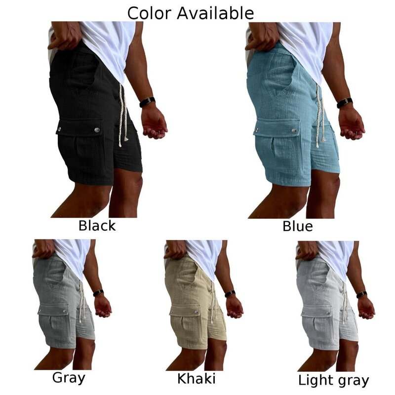 Stylish Brand New Shorts Sports Elastic Waist Gray Khaki Light Gray M-3XL Shorts Solid Color Sports Black Blue