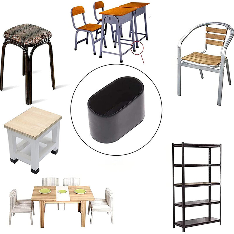 Oval Covers Chair Leg Cap 10Pcs PVC Patio Rubber Floor Protectors Furniture Garden Home Supplies Office Durable