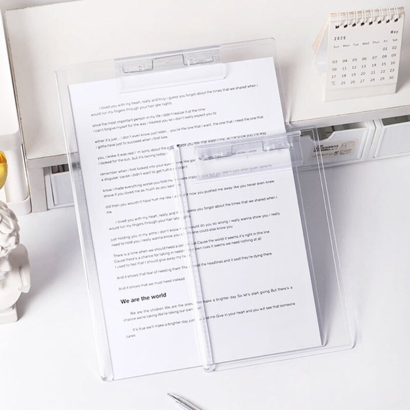 Placa de escrita de suporte de papel A4 com clipe de perfil e borda de escala de régua para documento