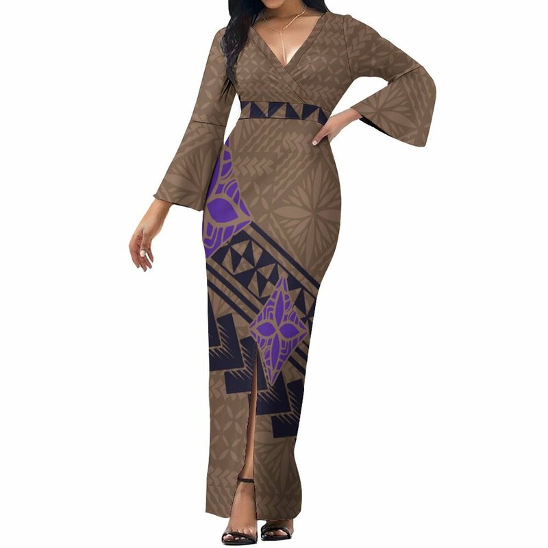 2024 Sommer weiche Stoffe zuges chnitten auf exklusive Abendkleider polynesische Damen Vintage boden lange Kleider