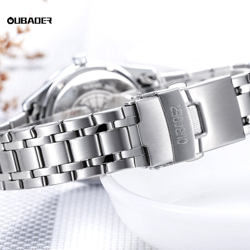 Oubaoer-女性用クォーツ時計,ステンレススチール腕時計,シンプル,防水,発光,女性用,新しい2023コレクション