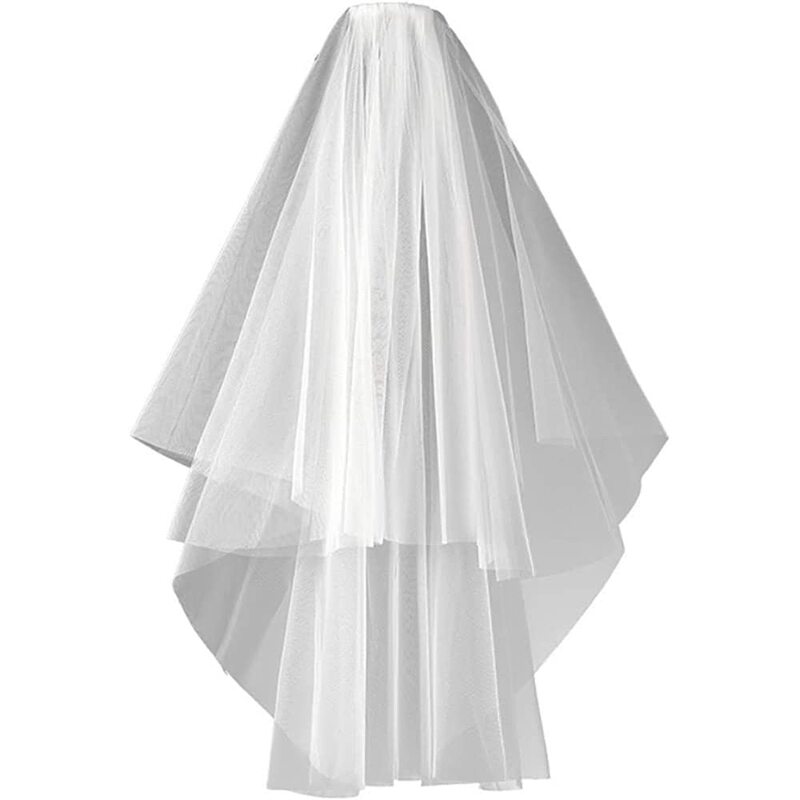 Wedding Veil, 2 Tier Bridal Veil with Comb Women's Short Veils 2024