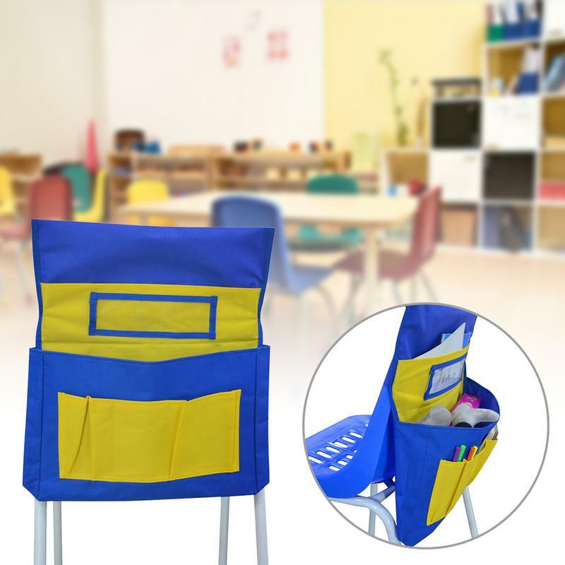 Estudante cadeira bolsos, escola primária assento, cadeira de volta, saco de armazenamento, para manter os alunos organizados e salas de aula puro