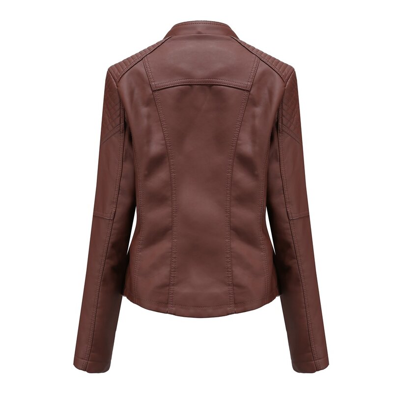 SUSOLA-Chaqueta de cuero sintético con cuello vuelto para mujer, abrigo de motorista, chaqueta de lujo, Negro, Rosa, rojo, nuevo